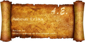 Ambrus Erika névjegykártya